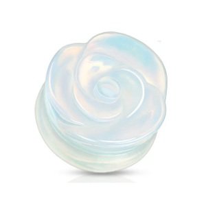 Stone Ear Plug - Rose - Opalite - 6 mm