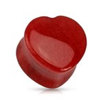 Ear Plug - Heart - Jade - Red - 14 mm