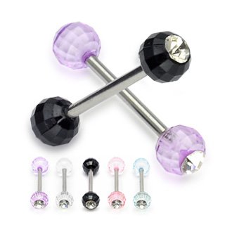 Barbell Piercing with Balls - Crystal Shape