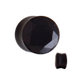 Glass Crystal Plug - Black - 8 mm