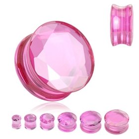 Glass Crystal Plug - Pink - 5 mm