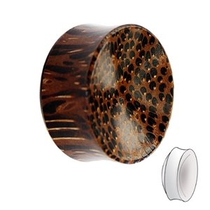 Wood Ear Plug - Palm Wood - Dark - 14 mm