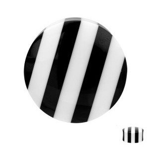 Ear Plug - Horn - Black - White - 10 mm