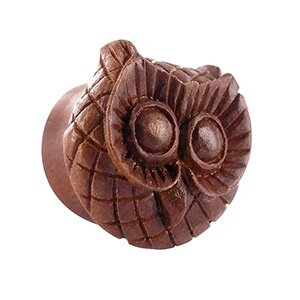 Shape Ear Plug - Wood - Owl - 12 mm