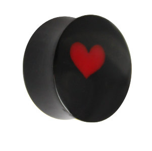 Ear Plug - Horn - Heart - Red - Small - 6 mm
