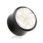 Horn Ear Plug - Flower - White - 10 mm