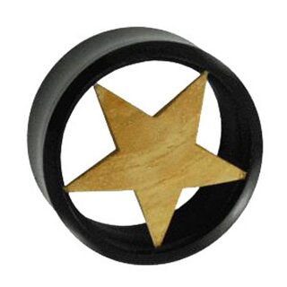 Flesh Tunnel - Wood - Star - 18 mm