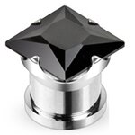 Crystal Ear Plug - Square - Black - 6 mm