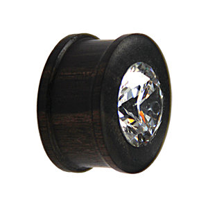 Wood Ear Plug - Crystal - Black - 12 mm