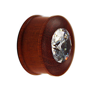 Wood Ear Plug - Crystal - Brown - 4 mm