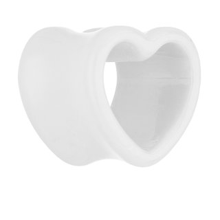 Shape Flesh Tunnel - Acrylic - Heart - White - 16 mm