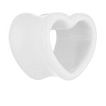 Shape Flesh Tunnel - Acrylic - Heart - White