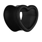 Shape Flesh Tunnel - Acrylic - Heart - Black - 12 mm