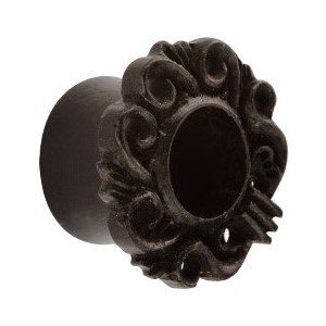 Wood Flesh Tunnel - Black - Ornament - 10 mm