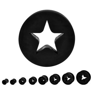 Silicone Ear - Star - Black - 14 mm