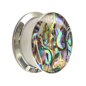 Ear Plug - Steel - Mother Of Pearl - 16 mm