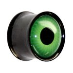 Ear Plug - Steel - Eye - Green - 14 mm