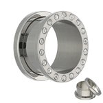 Flesh Tunnel - Steel - Silver - Crystal -  4 mm