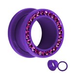 Flesh Tunnel - Acrylic - Purple - Crystal - Purple - 10 mm