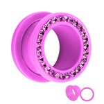 Flesh Tunnel - Acrylic - Pink - Crystal - Pink - 10 mm