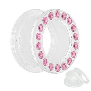 Flesh Tunnel - Acrylic - Transparent - Crystal Pink - 10 mm