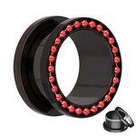 Flesh Tunnel - Black - Balls - Red - 10 mm