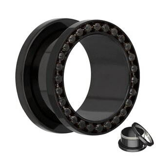 Flesh Tunnel - Black - Balls - Black - 10 mm