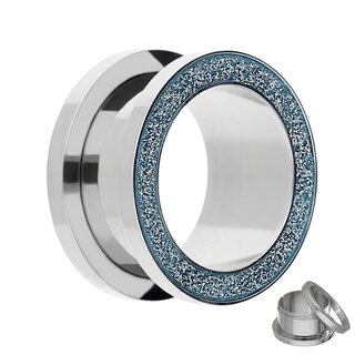 Flesh Tunnel - Steel - Silver - Diamond - Blue - 8 mm