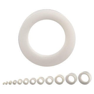 Flesh Tunnel - Silicone - White - Thin Rim - 8 mm