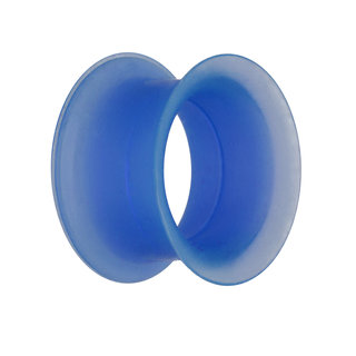 Flesh Tunnel - Silicone - Blue - Thin Rim