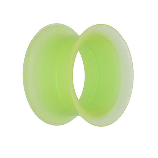 Flesh Tunnel - Silicone - Green - Thin Rim - 14 mm