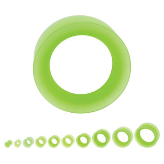 Flesh Tunnel - Silicone - Green - Thin Rim - 14 mm