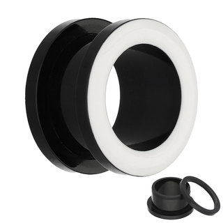 Flesh Tunnel - Acrylic - Black - White - 10 mm