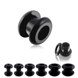 Flesh Tunnel - Acrylic - Black - Rounded Edges - 10 mm