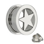 Star Flesh Tunnel - Steel - Silver - 8 mm