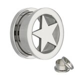 Star Flesh Tunnel - Steel - Silver - 10 mm