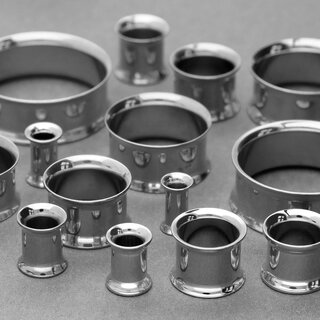 Double Flare Flesh Tunnel - Steel - Silver - 40 mm