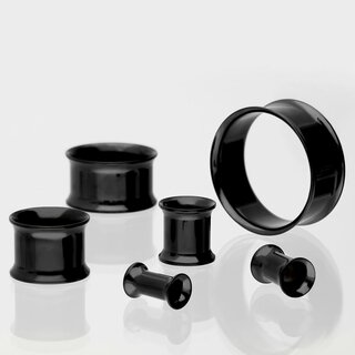 Double Flare Flesh Tunnel - Steel - Black - 2,5 mm