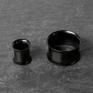 Double Flare Flesh Tunnel - Steel - Black - 2,5 mm