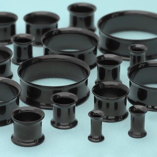 Double Flare Flesh Tunnel - Steel - Black - 10 mm