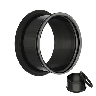 Single Flare Flesh Tunnel - Steel - Black - 4 mm