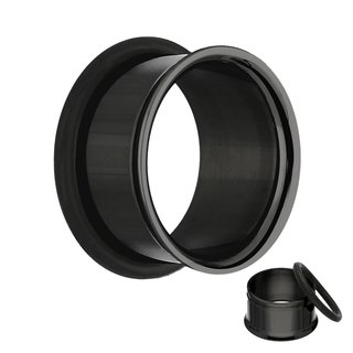 Single Flare Flesh Tunnel - Steel - Black - 12 mm