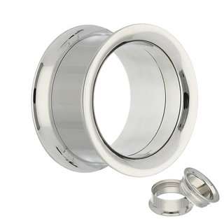 Double Flare Flesh Tunnel - Steel - Silver - Screw - 3 mm