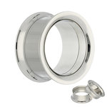 Double Flare Flesh Tunnel - Steel - Silver - Screw - 10 mm