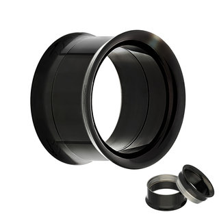 Double Flare Flesh Tunnel - Steel - Black - Screw - 3 mm