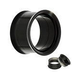 Double Flare Flesh Tunnel - Steel - Black - Screw - 8 mm