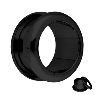 Flesh Tunnel - Steel - Black - Rounded Edges - 4 mm