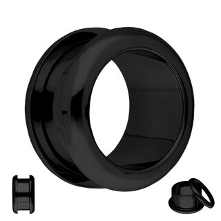 Flesh Tunnel - Steel - Black - Rounded Edges - 4 mm