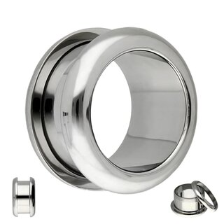 Flesh Tunnel - Steel - Silver - Rounded Edges - 3 mm