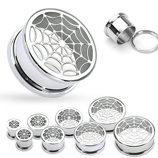 Flesh Tunnel - Steel - Silver - Spider-Web - 8 mm